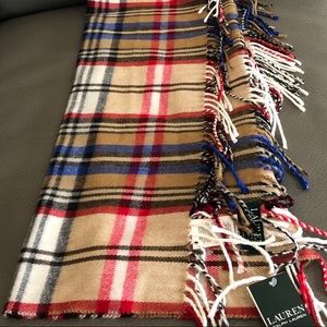 SALE ♥️ Ralph Lauren designer tartan fringe scarf